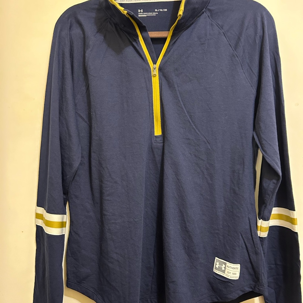 Under Armour Gameday Women’s NWT 1/2 Zip Blue & Gold Athletic Pullover, Sz XL